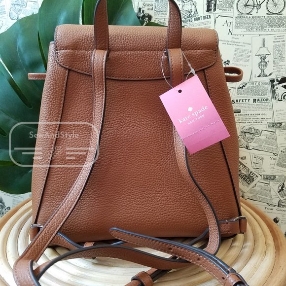 KATE SPADE NEW YORK LEILA LEATHER MEDIUM FLAP BACKPACK SHOULDER BAG PURSE main image 8